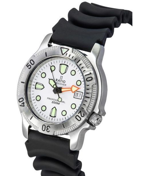 Ratio FreeDiver プロフェッショナル サファイア ホワイト ダイヤル クォーツ 22AD202-WHT 200M メンズ腕時計