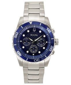 ブローバ エッセンシャル クロノグラフ ステンレススチール ブルー ダイヤル クォーツ 98A209 100M メンズ腕時計
