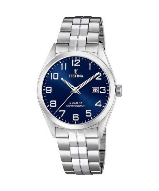 フェスティナ クラシック ステンレススチール ブルー ダイヤル クォーツ F20437-3 メンズ腕時計