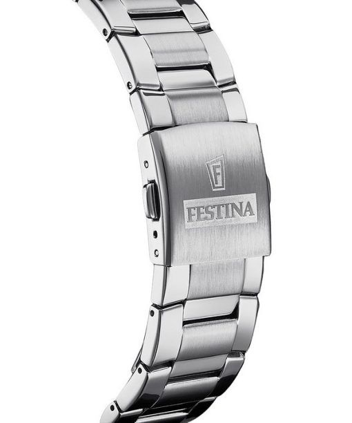 フェスティナ スポーツ クロノグラフ ステンレススチール ブラック ダイヤル クォーツ F20463-4 100M メンズ腕時計