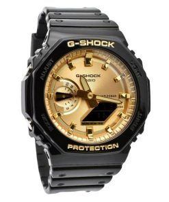 Casio G-Shock Analog Digital Black And Gold Color Resin Strap Quartz GA-2100GB-1A 200M Men's Watch