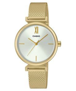 Casio Analog Gold Tone Stainless Steel White Dial Quartz LTP-2024VMG-7C Women's Watch With Bangle Set