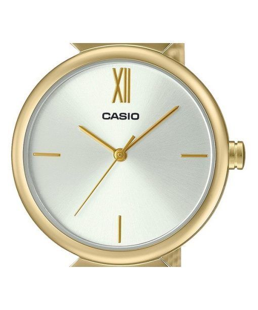 Casio Analog Gold Tone Stainless Steel White Dial Quartz LTP-2024VMG-7C Women's Watch With Bangle Set