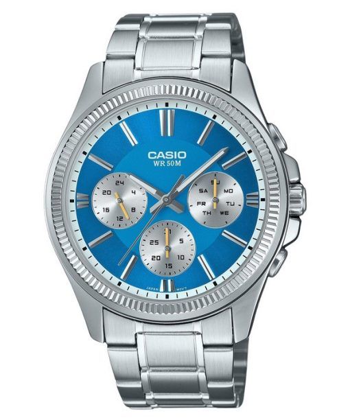 Casio Enticer Analog Stainless Steel Ice Blue Dial Quartz MTP-1375D-2A2 Men's Watch