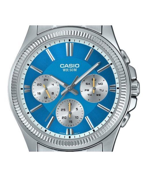 Casio Enticer Analog Stainless Steel Ice Blue Dial Quartz MTP-1375D-2A2 Men's Watch