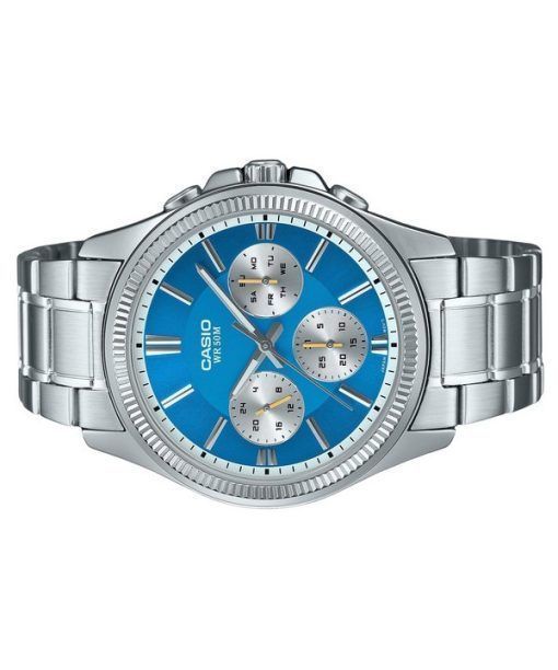 Casio Enticer Analog Stainless Steel Ice Blue Dial Quartz MTP-1375D-2A2 Men's Watch