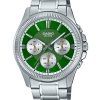 Casio Enticer Analog Stainless Steel Green Dial Quartz MTP-1375D-3 Men's Watch