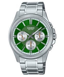 Casio Enticer Analog Stainless Steel Green Dial Quartz MTP-1375D-3 Men's Watch