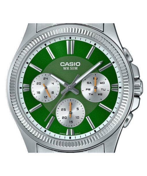 Casio Enticer Analog Stainless Steel Green Dial Quartz MTP-1375D-3 Men's Watch