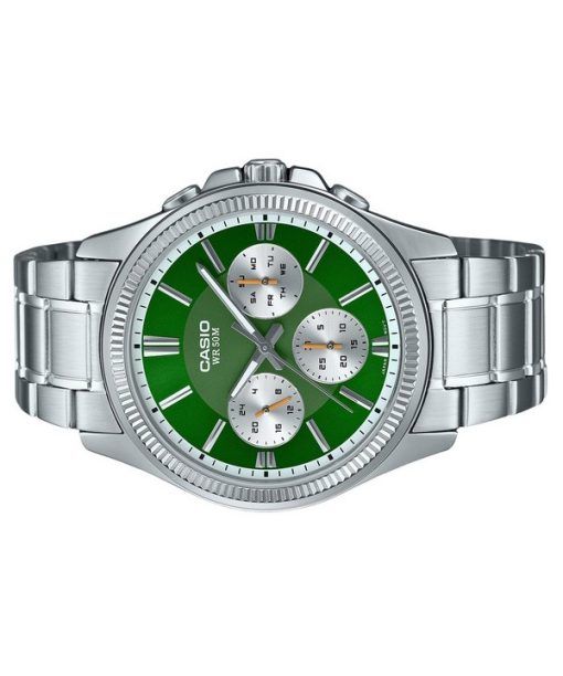 Casio Enticer Analog Stainless Steel Green Dial Quartz MTP-1375D-3 Men's Watch