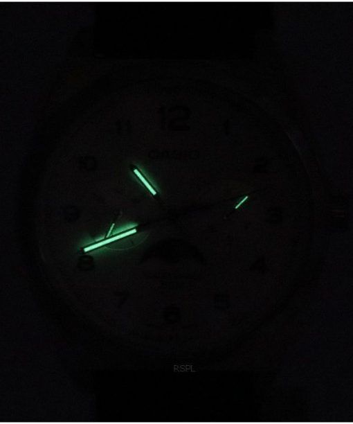 カシオ スタンダード アナログ ムーンフェイズ ホワイト ダイヤル レザー ストラップ クォーツ MTP-M300L-7A MTPM300L-7 メンズ腕時計