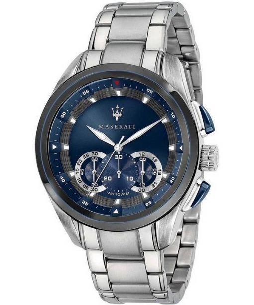マセラティ トラグアルド クロノグラフ ステンレススチール ブルー ダイヤル クォーツ R8873612014 100M メンズ腕時計