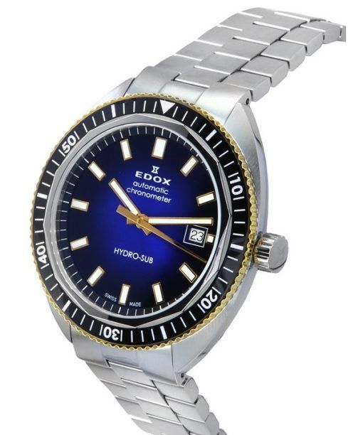 エドックス ハイドロ サブ デイト クロノメーター 限定版 ブルー ダイヤル 自動ダイバーズ 80128 357JNM BUDD 300M メンズ腕時計