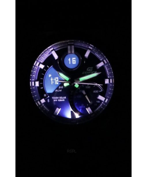 カシオ エディフィス アナログ デジタル モバイル リンク ブルー ダイヤル タフ ソーラー ECB-950DB-2A 100M メンズ腕時計