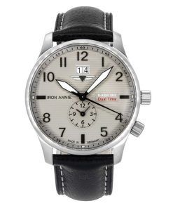 アイアン アニー D-Aqui 1932 デュアル タイム レザー ストラップ グレー ダイヤル クォーツ 56464 メンズ腕時計