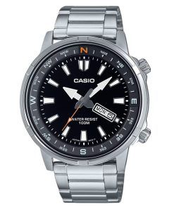 カシオ スタンダード アナログ ステンレススチール ブラック ダイヤル クォーツ MTD-130D-1A4V 100M メンズ腕時計