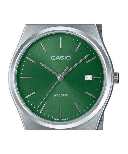カシオ スタンダード アナログ ステンレススチール グリーン ダイヤル クォーツ MTP-B145D-3AV ユニセックス腕時計