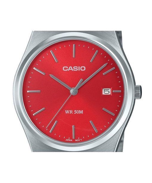 カシオ スタンダード アナログ ステンレススチール レッド ダイヤル クォーツ MTP-B145D-4A2V ユニセックス腕時計