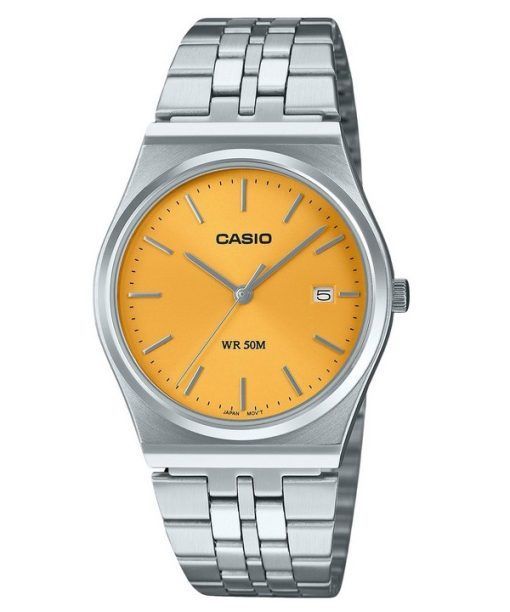 カシオ スタンダード アナログ ステンレススチール イエロー ダイヤル クォーツ MTP-B145D-9AV ユニセックス腕時計