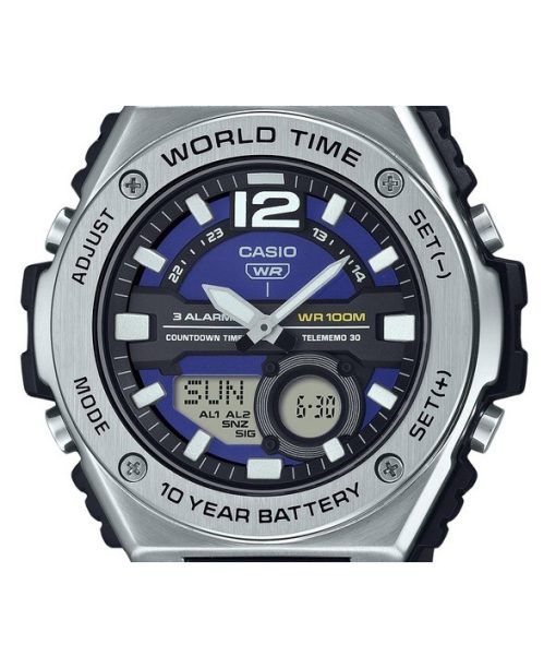 カシオ スタンダード アナログ デジタル 樹脂ストラップ ブルー ダイヤル クォーツ MWQ-100-2AV 100M メンズ腕時計