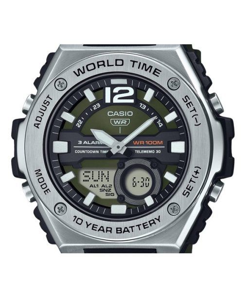 カシオ スタンダード アナログ デジタル 樹脂ストラップ グリーン ダイヤル クォーツ MWQ-100-3AV 100M メンズ腕時計