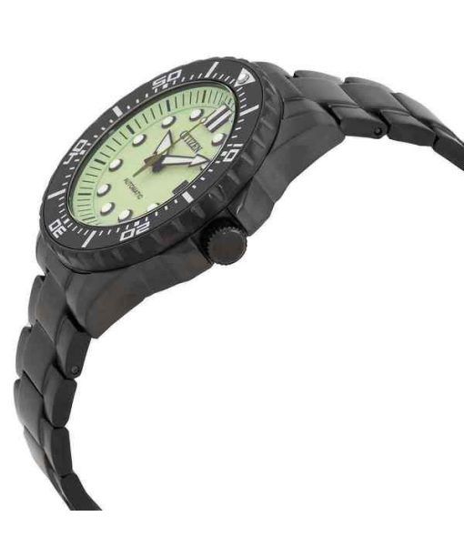 シチズン ステンレススチール グリーン夜光ダイヤル 自動巻き NJ0177-84X 100M メンズ腕時計