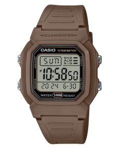 カシオ デジタル ブラウン デュアル タイム 樹脂ストラップ クォーツ W-800H-5AV 100M メンズ腕時計
