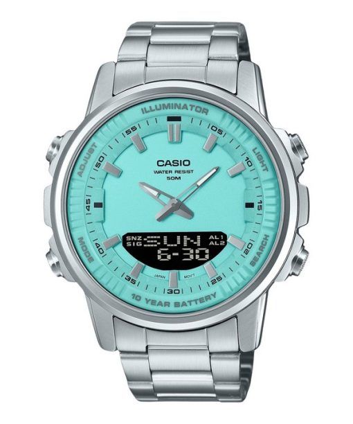 カシオ アナログ デジタル コンビネーション ステンレススチール ターコイズ ダイヤル クォーツ AMW-880D-2A2V メンズ腕時計