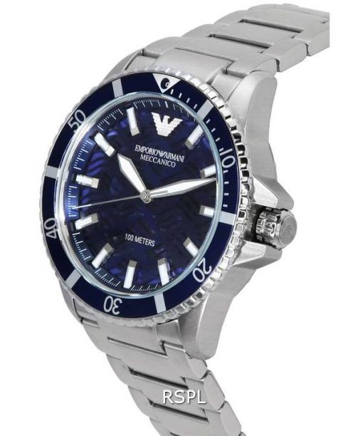 エンポリオ アルマーニ メカニコ ステンレス スチール ブルー ダイヤル自動巻き AR60059 100 M メンズ腕時計 ja