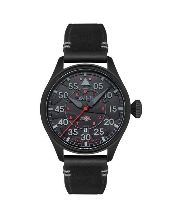 AVI-8 ホーカー ハリケーン クロウズ オートマティック ナイト リーパー 限定版 ナイト シャドウ ブラック ダイヤル AV-4097-05 メンズ腕時計