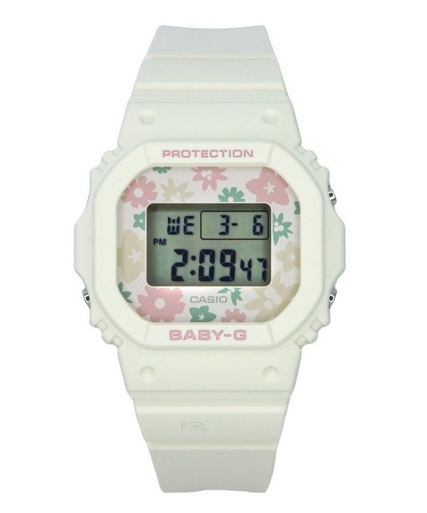 カシオ Baby-G レトロ フラワー フィールド デジタル ホワイト 樹脂ストラップ クォーツ BGD-565RP-7 100M レディース腕時計
