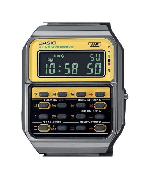 カシオ ヴィンテージ ヘリテージ カラーズ デジタル ステンレススチール クォーツ CA-500WEGG-9B ユニセックス電卓時計