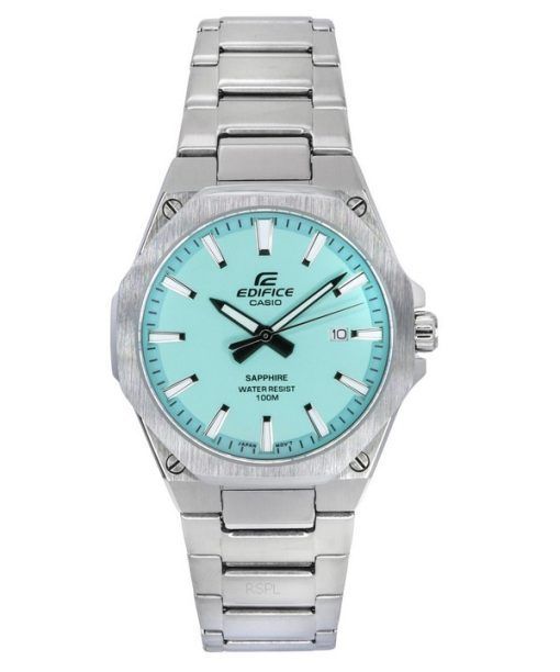 カシオ エディフィス サファイア クリスタル アナログ ステンレススチール ターコイズ ダイヤル クォーツ EFR-S108D-2B 100M メンズ腕時計