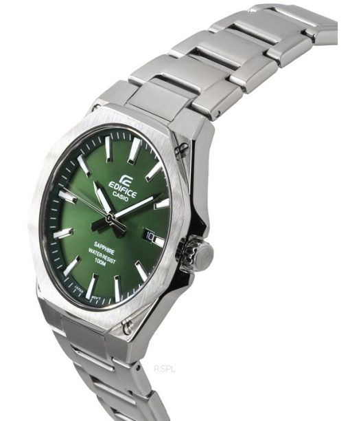 カシオ エディフィス サファイア クリスタル アナログ ステンレススチール グリーン ダイヤル クォーツ EFR-S108D-3A 100M メンズ腕時計