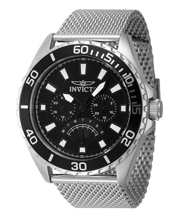 インヴィクタ プロ ダイバー レトログラード GMT ステンレススチール ブラック ダイヤル クォーツ 46907 メンズ腕時計