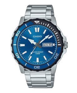 カシオ スタンダード アナログ ステンレススチール ブルー ダイヤル クォーツ MTD-125D-2A1V 100M メンズ腕時計