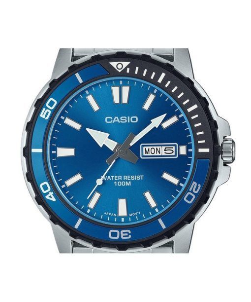 カシオ スタンダード アナログ ステンレススチール ブルー ダイヤル クォーツ MTD-125D-2A1V 100M メンズ腕時計