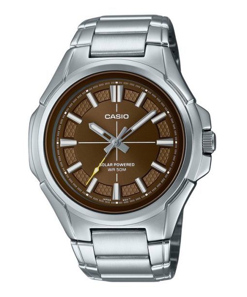 カシオ スタンダード アナログ ステンレススチール ブラウン ダイヤル ソーラー MTP-RS100D-5AV メンズ腕時計