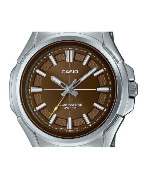 カシオ スタンダード アナログ ステンレススチール ブラウン ダイヤル ソーラー MTP-RS100D-5AV メンズ腕時計