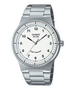 カシオ スタンダード アナログ ステンレススチール ホワイト ダイヤル ソーラー MTP-RS105D-7BV メンズ腕時計
