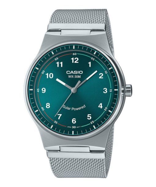 カシオ スタンダード アナログ ステンレススチール グリーン ダイヤル ソーラー MTP-RS105M-3BV メンズ腕時計