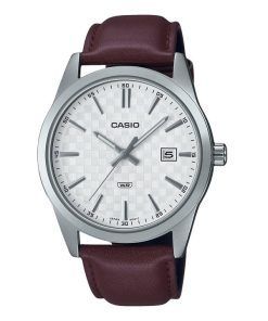 カシオ スタンダード アナログ レザー ストラップ ホワイト ダイヤル クォーツ MTP-VD03L-5A メンズ腕時計