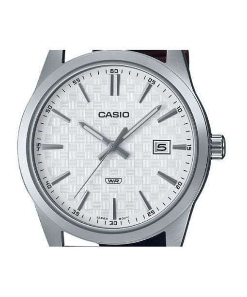 カシオ スタンダード アナログ レザー ストラップ ホワイト ダイヤル クォーツ MTP-VD03L-5A メンズ腕時計