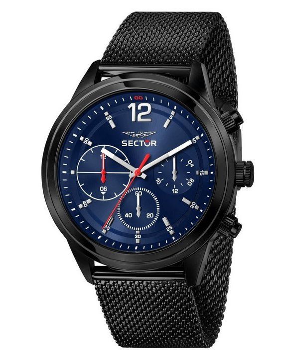 セクター 670 デュアルタイム多機能ステンレススチールブルーダイヤルクォーツ R3253540008 メンズ腕時計