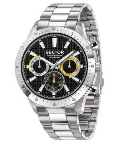 セクター 270 デュアルタイム多機能ステンレススチールブラックダイヤルクォーツ R3253578021 メンズ腕時計