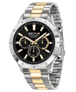 セクター 270 多機能ツートーンステンレススチールブラックダイヤルクォーツ R3253578026 メンズ腕時計
