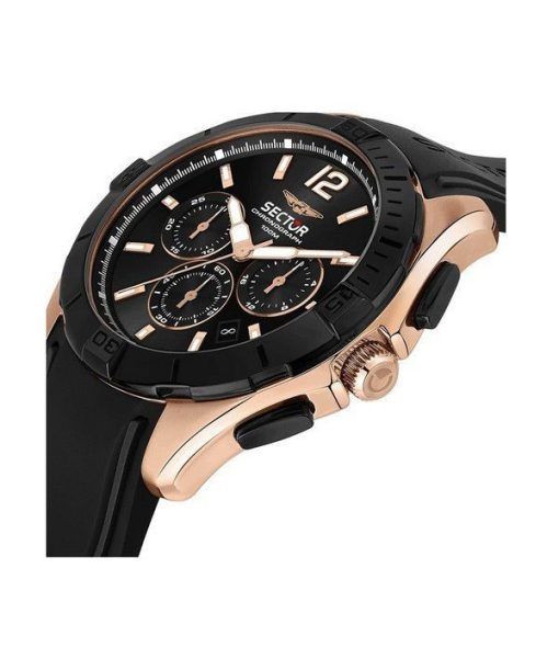 セクター 790 クロノグラフ シリコン ストラップ ブラック ダイヤル クォーツ R3271636001 100M メンズ腕時計