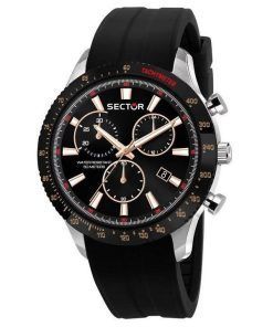 セクター 270 クロノグラフ シリコン ストラップ ブラック ダイヤル クォーツ R3271778001 メンズ腕時計