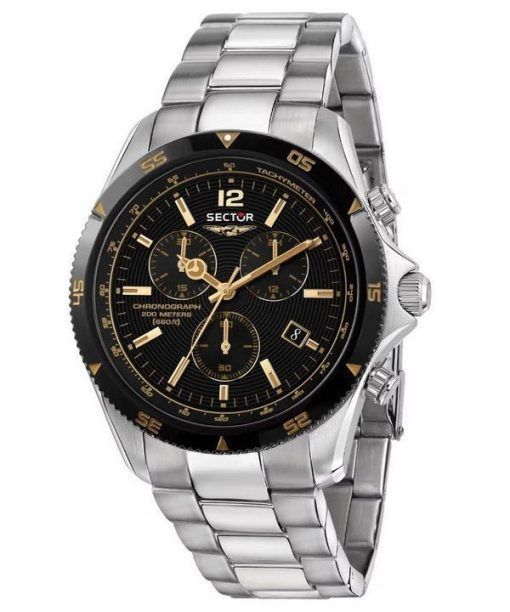 セクター 650 クロノグラフ ステンレススチール ブラック ダイヤル クォーツ ダイバーズ R3273631001 200M メンズ腕時計
