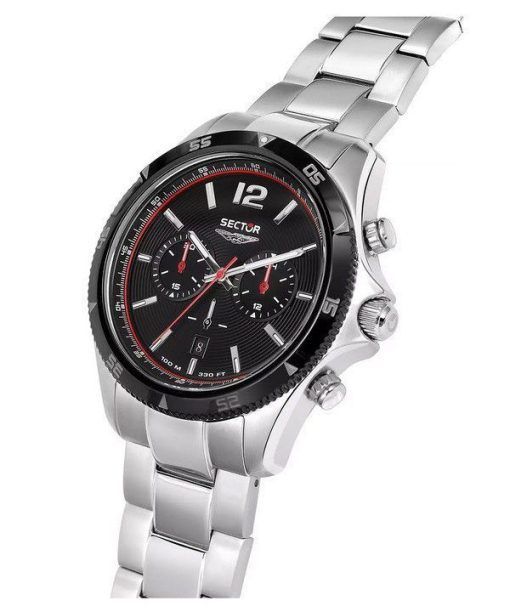 セクター 650 クロノグラフ ステンレススチール ブラック ダイヤル クォーツ R3273631004 100M メンズ腕時計